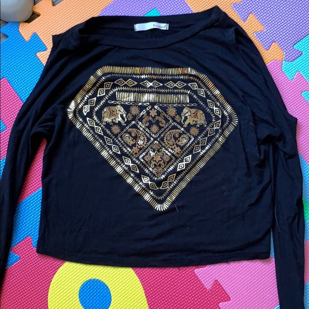 women’s long sleeve crop top Papaya